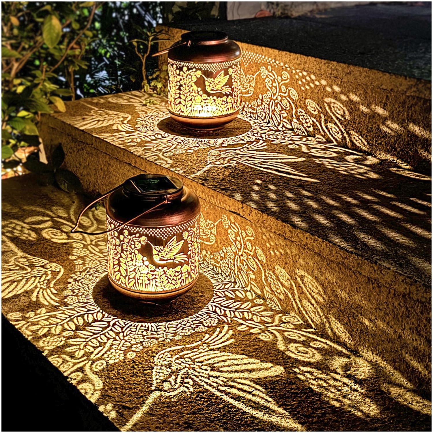 Solar Outdoor Decor Hummingbird Solar Lanterns (Set Of 2
